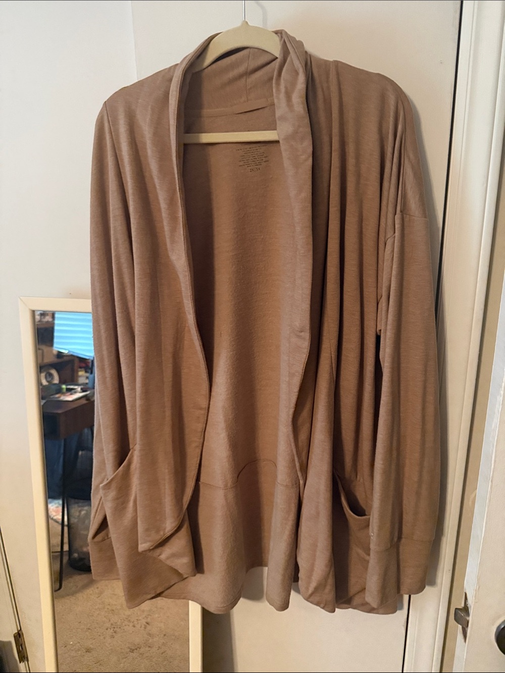 Cuddl Duds Open-Front Cardigan in Taupe Brown